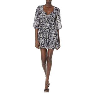 CINQ À SEPT 'Harlie' Floral-Print Tiered Mini-Dress, Slate Multi